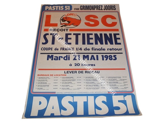 Affiche foot LOSC LILLE SAINT-ETIENNE ASSE coupe de France 1984/1985