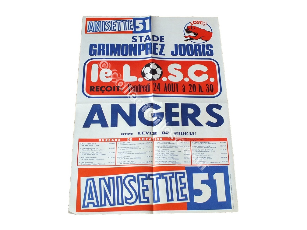 Affiche foot ancienne LILLE LOSC SCOA ANGERS 1979/1980