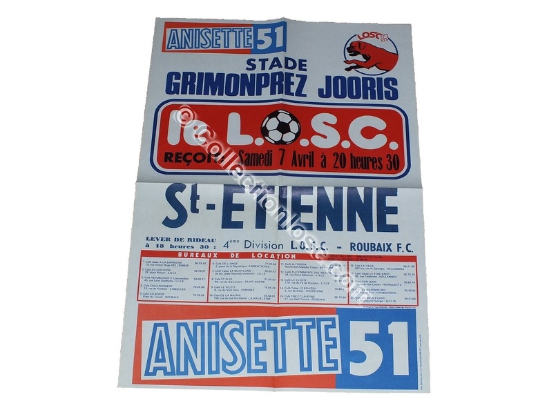 Affiche foot LILLE LOSC ASSE SAINT-ETIENNE 1978/1979