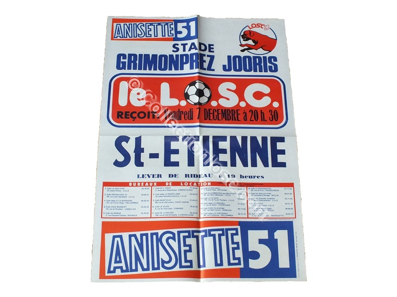 Affiche foot ancienne LILLE LOSC ASSE SAINT ETIENNE 1979/1980