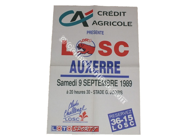 Affiche foot LILLE LOSC AJA AUXERRE 1989/1990