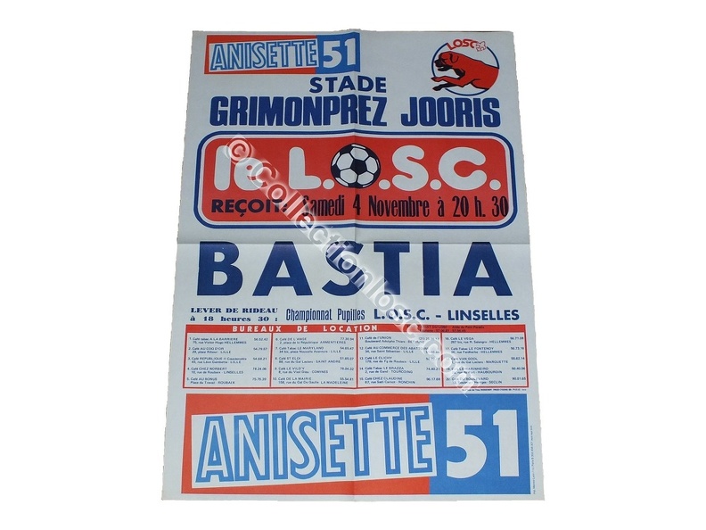 Affiche foot LILLE LOSC SCB BASTIA 1978/1979