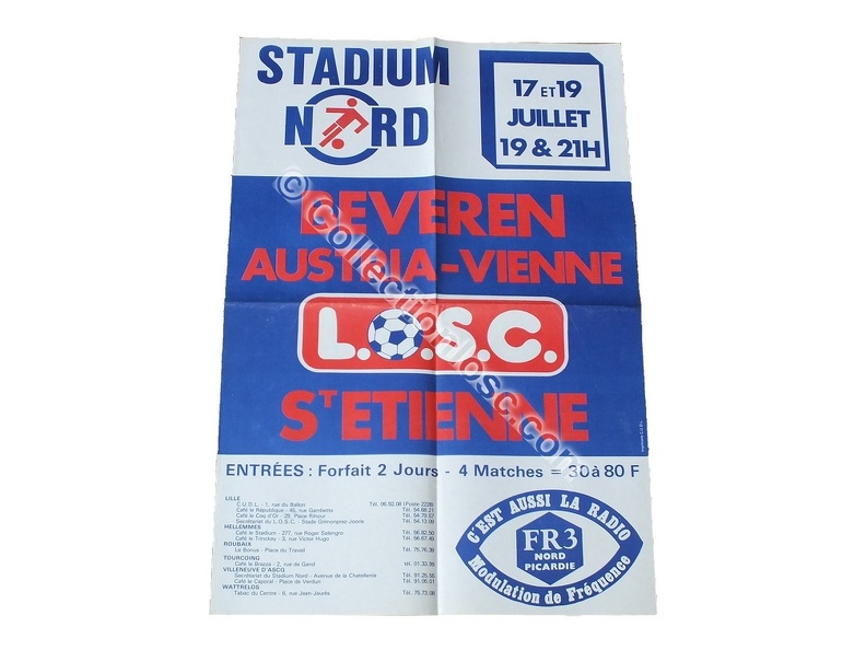 Affiche foot ancienne LILLE LOSC BEVEREN AUSTRIA VIENNE WIEN ASSE 1979/1980