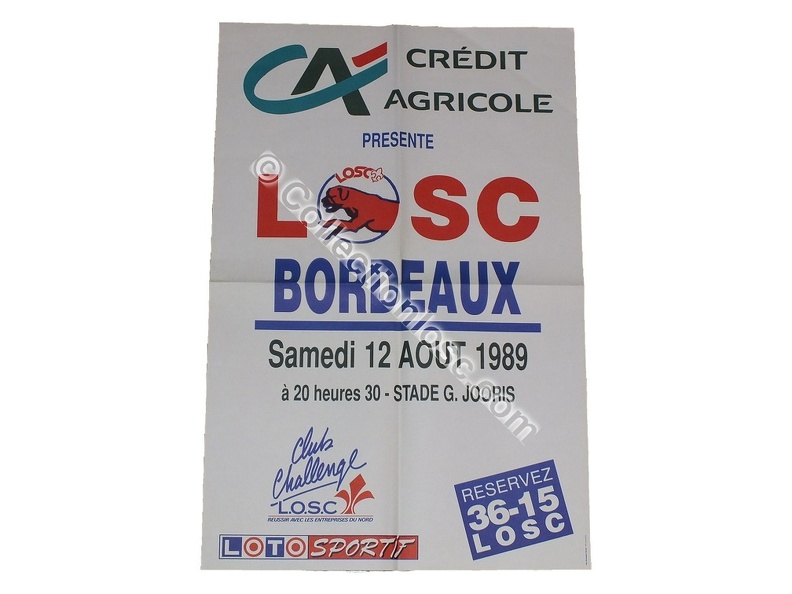 Affiche foot LILLE LOSC FCGB BORDEAUX1989/1990