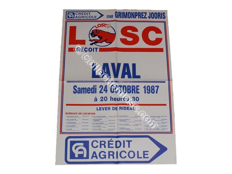 Affiche foot ancienne LILLE LOSC LAVAL STADE LAVALLOIS 1987/1988