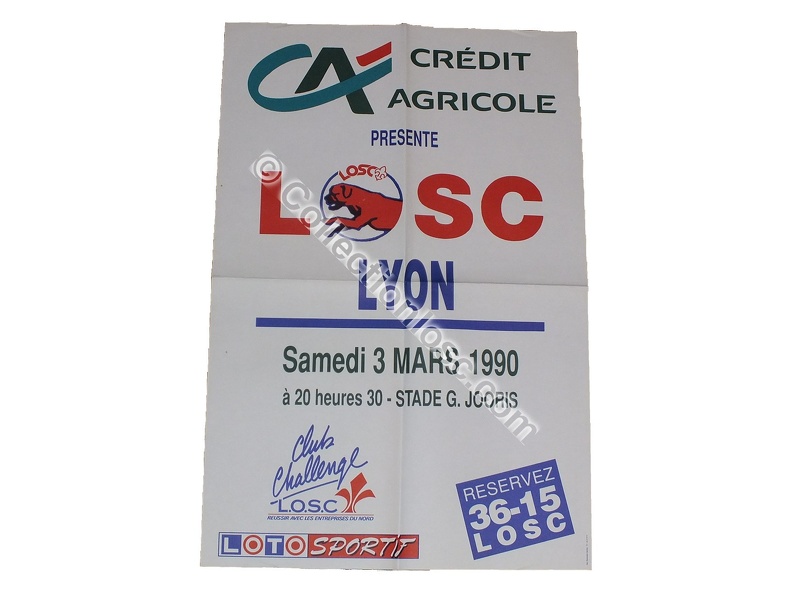 Affiche foot LILLE LOSC OL LYON 1989/1990