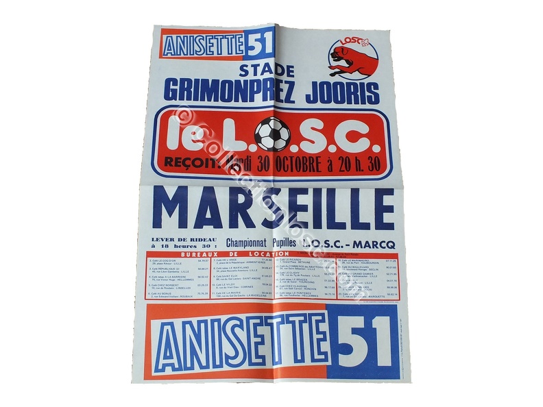 Affiche foot ancienne LILLE LOSC OM MARSEILLE 1979/1980