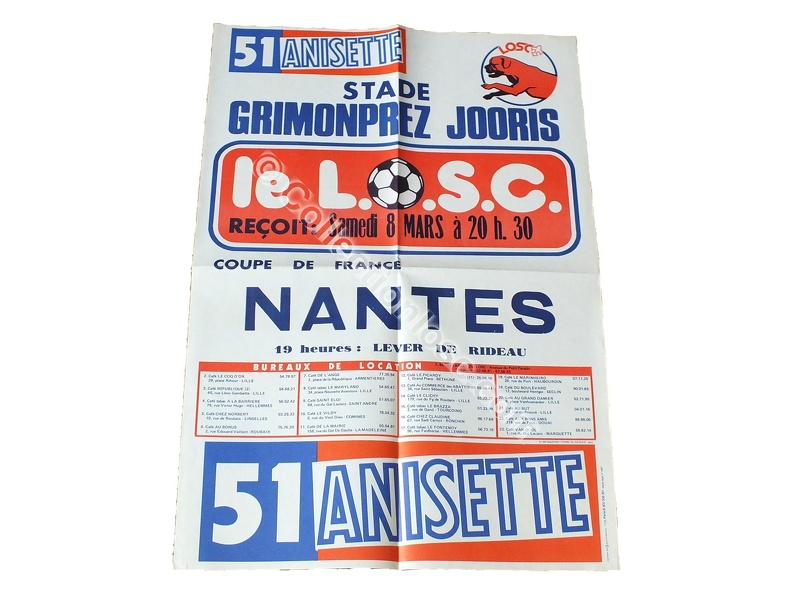 Affiche foot ancienne Coupe de FRANCE LILLE LOSC FCN NANTES 1979/1980