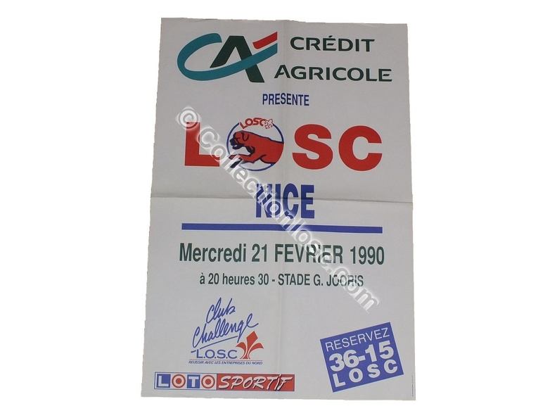 Affiche foot LILLE LOSC NICE OGCN 1989/1990