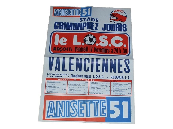 Affiche foot LILLE LOSC VALENCIENNES VAFC USVA 1978/1979