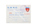 Carte abonné foot LILLE LOSC supporters 1970/1971