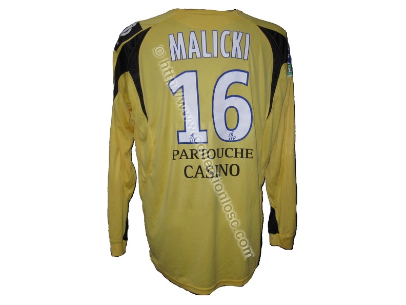 Maillot du LOSC porté par Grégory MALICKI en Championnat de Ligue 1 lors de la Saison 2007-2008 malicki-0708-dos.jpg